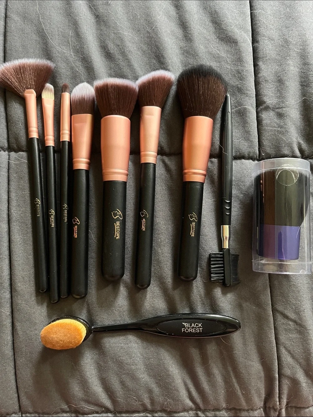 Rose Gold & Black Professional Makeup Brush Set